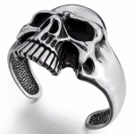 Men's Special Present Gothic Cool Jewelry Stainless Steel Silvery Polished Skull Shape Exquisite Bangle Bracelet