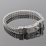 New button Stainless Steel double Bracelet Men Fashion Rhombus Chain & Link Mens Bracelets Stainless steel bracelet