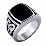 Stainless Steel Ring Black Silver Ring Knot Signet Rings Size 7-15 Width 17mm wedding rings men-free shipping