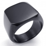Smooth Silver Tone Gold Tone Black Tone Square Signet Ring Mens Boys 316L Stainless Steel Ring 3 colors US Size 7-15