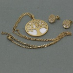 Tree of Life Golden Pendant Shells Composition Distribution Necklace and Earrings