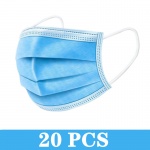 Dropship 20pcs Mask Disposable 3 Layers Filter Dustproof Earloop Non Woven Mouth Masks 360 ° Folding Civil Masks Blue Face Mask